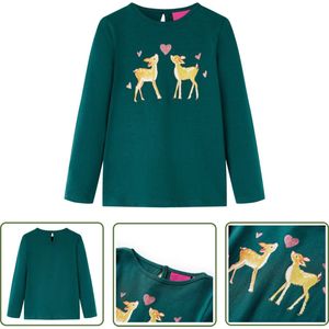 vidaXL Meisjeskleding - Kinderkleding - Kindershirt met lange mouwen 92 donkergroen - Jongenskleding - Langmouwshirts - Groene Shirts