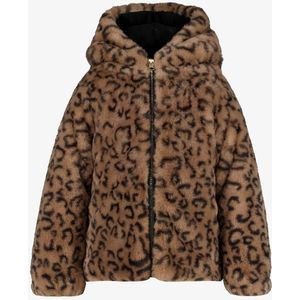 TwoDay meisjes jas van imitatiebont met panterprint - Bruin - Maat 104