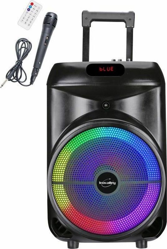 INOVALLEY - KA122 - Trolleyluidspreker - Zwart - Bluetooth - Verlicht