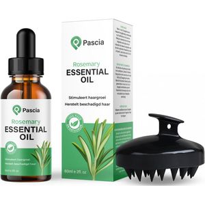 Pascia Rozemarijn Haarolie met Scalpmassager – Rosemary Oil - Rosemary Oil Hairgrowth – Rozemarijn Olie Voor in Het Haar – 100% Natuurlijk – Haarserum - Haarolie – Haargroei- Tegen Haaruitval – 60ml
