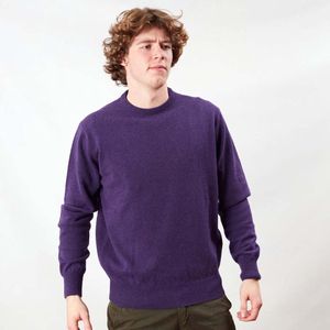 Osborne Knitwear Trui met ronde hals - Sweater heren in Lamswol - Pullover Heren - Jacaranda - M