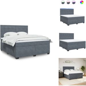vidaXL Boxspringbed - Boxspringbedden - Boxspring - Bed - Boxspring met matras fluweel donkergrijs 180x200 cm