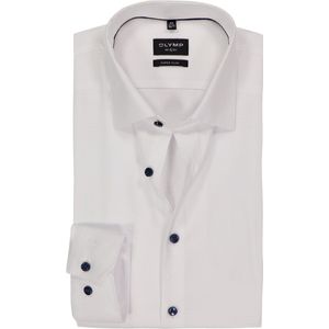 OLYMP No. 6 Six super slim fit overhemd, structuur, wit