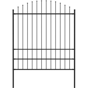 vidaXL - Tuinhek - met - speren - bovenkant - (1,75-2)x1,7 - m - staal - zwart