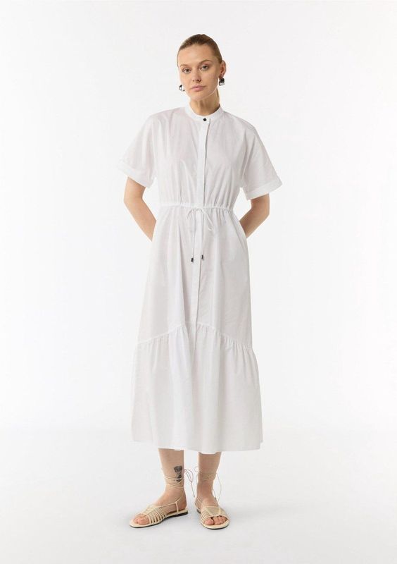 comma - Midi-jurk - Semi-transparant - 100% Katoen