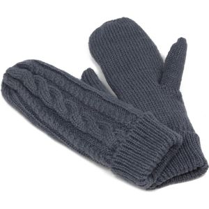 Winter handschoenen donkergrijs - wanten voor dames - one size - grijze wanten - gebreid - STUDIO Ivana