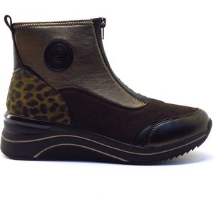 Remonte - Sneakers - Zwart/goudkleur - Sleehak - Ritssluiting - Enkelhoog