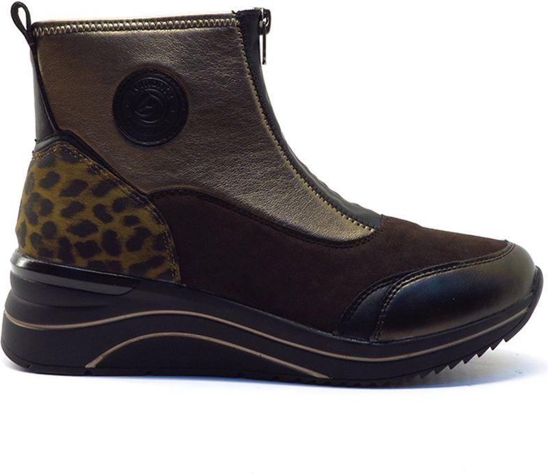 Remonte - Sneakers - Zwart/goudkleur - Sleehak - Ritssluiting - Enkelhoog