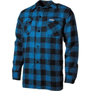 MFH Canadian Woodcutter Jas - over-sized Houthakkersblouse - zware outdoor kwaliteit flanel - blauw/zwart, geruit - MAAT S