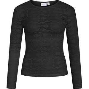 Vila - Vivelina Lace Top - T-shirt - Zwart - Dames