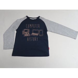 T shirt met lange mouwen - Jongens - Marine / grijst - Computer - 4 jaar 104