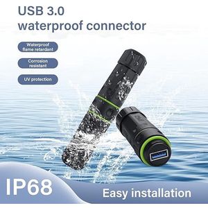 USB 3.0 Waterdichte Plug – IP68 Geclassificeerde USB-poort naar Bus Waterdichte Koppelaar voor Betrouwbare Gegevensoverdracht en Opladen in de Buitenlucht