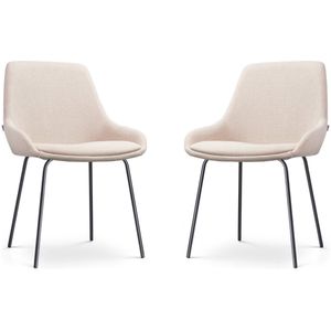 Nolon Nora-Isa Eetkamerstoelen Set van 2 Beige - Stof - Zwart Onderstel - Design - Scandinavisch - Comfortabel