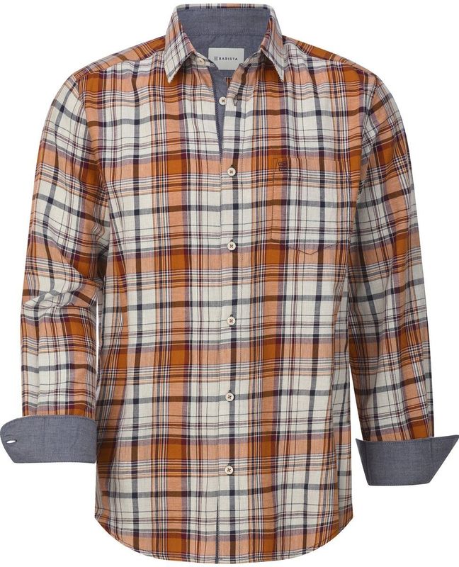 Overhemd - Donkeroranje - JALOR - Geruit