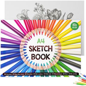 Schetsboek A4 - 80 Pagina's - Tekenpapier - Tekenblok - Schetsblok - Schetsboek Kinderen - Schetsboek Volwassenen - Vanaf 3 Jaar