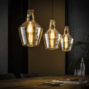 Hanglamp 3-Lichtbronnen - Ø25cm - Amber Glas - Kegel - Giga Meubel