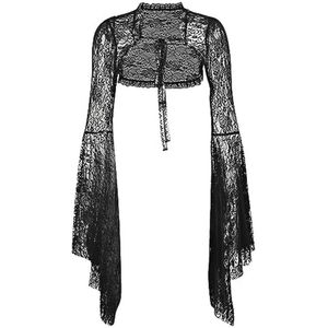 Gothic Lolita Kant Shrug Bolero Top voor Dames - Zwart met Lange Mouwen - Elegante Lente Fashion