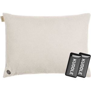 Kuddle Warmtekussen Oplaadbaar - Gebreid 'Off white' 45x60cm - Draadloos & Elektrisch - Inclusief 2 Powerbanks