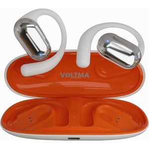 Voltma® VoltFit Wireless Air Conduction Open Ear headphones, Draadloze oordopjes voor Sporten en Fitness, 4 ingebouwde microfoons, 45 Hours Playtime Open Ear Wireless Earbuds, IPX4 Waterproof Bluetooth koptelefoon met ENC Noise Cancelling (White)