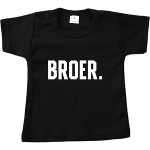 T-shirt korte mouw - BROER. - Zwart - Maat 86 - Dreumes - Peuter - Ik word grote broer - Big brother - Baby aankondiging - Zwanger - Geboorte