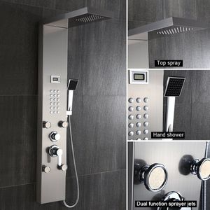 Douchepaneel met Massage - Auralum max Regendouche - Douchepaneel - Douchepaneel Zilver Met Kraan 3 Waterfuncties - RVS Douchesysteem Met LCD Temperatuurweergave - Douchekop