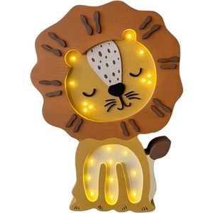 Houten Nachtlampje Leeuw – Magische LED Sfeerverlichting met Dimmer en Timer - Perfect voor Baby's en Peuters - Wandlamp voor in de Slaapkamer en Kinderkamer