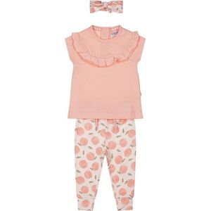 Dirkje-Meisjes 2 pce babypakje ss + haarband-Faded peach