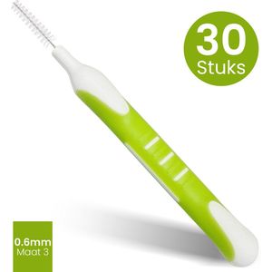 DEN-T PRO Interdentale Ragers - 30 stuks - 0.6mm maat 3 groen - Tandenragers – Antislip Handgreep – Mondhygiëne & Tandverzorging