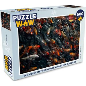 Puzzel Een vijver met een grote groep koi karpers - Legpuzzel - Puzzel 500 stukjes