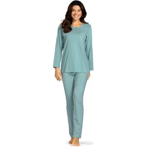 Comtessa Pyjama 'Dotty' - Dames Nachtmode - Lange Mouw - Groen - Maat 38