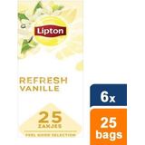 Thee lipton refresh vanille 25x1.5gr | Pak a 25 stuk | 6 stuks