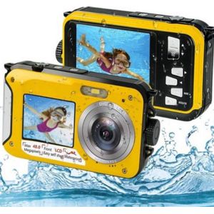 Zelfontspanner Onderwatercamera 16x Zoom Dual Screen -Waterdicht HD 2.7K 48MP Digitale Camera voor Snorkelen, Duiken en Video-opnames, Actiecamera