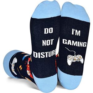 Malinsi Grappige Sokken Gaming - Lichtblauw - Do not Disturb - One Size - Cadeau Mannen - Huissokken - Housewarming - Verjaardag