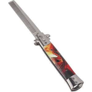 Pocket Comb - Vouwbare Push Button - Haarstyling - Rvs - Draagbare Switchblade Kam voor Thuis Salon Reizen