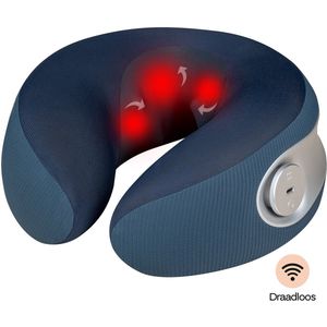 Home Vibes® Nekmassage Apparaat – Massage Nekkussen – Massage Apparaat – Memory Foam – Draadloos - Reiskussen - 3 Massage Standen – 2 Hitte Niveaus - Marine Blauw
