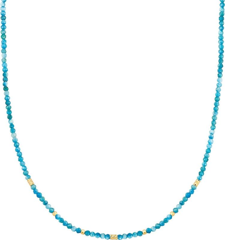 Glanzstücke München - Edelsteen Ketting - Geelgoud - 40 cm - Apatiet Blauw