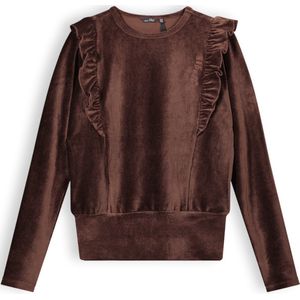 Meisjes shirt velours jersey rib - Kex - Donker roast bruin