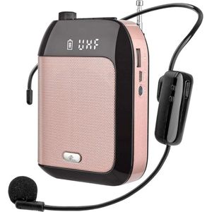 Equivera spraakversterker - Wireless Voice Amplifier, 15W (2400mAh) Rechargeable PA System with Wireless Headset Microphone for Teachers, Guides, and More