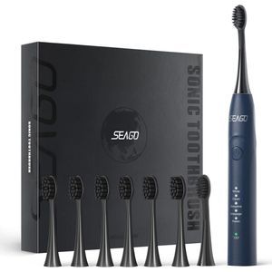 Oplaadbare sonische tandenborstel met 8 vervangende borstelkoppen - Zachte tandenborstel voor volwassenen met 5 modi en 2 minuten slimme timer
