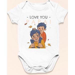 Vaderdag Cadeau - Romper Love You Papa - Maat 56 - Kleur Wit - 100% Katoen