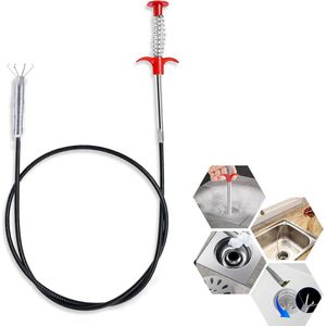 Flexibele Sterke Drain Unblocker 160 CM - Ontstopper voor Afvoer - Afvoer Reiniger Trap - Afvoerontstopper - Zwarte Drain Hair Remover - Keuken Afvoer Badkamer - Ontstopper met Lente rioolontstopper