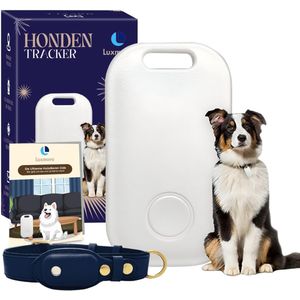 Luxmovo GPS Tracker met App - Groot - Blauw - GPS tracker pets - Honden gps tracker - Inc Leren Halsband Dieren - GPS halsband - Tracker Hond - Zonder abonnement