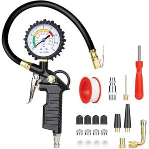 Luchtdruktester | Bandenspanningsmeter, 220 psi (15 bar)-bandenspanningsmeter, multifunctionele luchtdrukmeter met ventielkern gereedschap, compressor accessoires