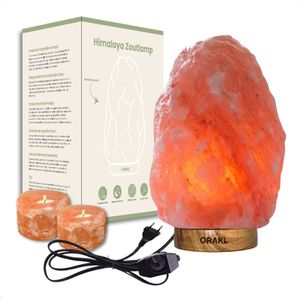Orakl® - Dimbare Himalaya Zoutlamp Aura – Exclusive Combinatieset – Met Dimmer - 100% Himalayazout - Zoutlamp Himalayazout – Zoutlampen - Zoutsteen – Incl. 2 Waxinelichthouders