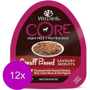 Wellness Core Small Breed Savoury Medleys 85 g - Hondenvoer - 12 x Kip&Rund