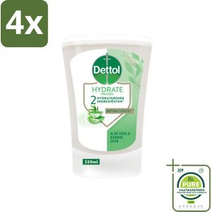 Dettol - Wasgel Navulling - Hydrate - Aloë Vera & Bamboe - 250 ml - Voordeelverpakking - 4 stuks - Handzeep navulling - Antibacteriële zeep