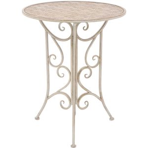 vidaXL Bistroset 3-delig - Staal - Wit Vintage Bistroset - Tuinmeubels - Balkonset - Bistrotafel - Bistrostoelen