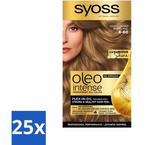 SYOSS - Oleo Intense 8-60 Honing Blond - Haarverf - Zonder Ammoniak - Grijsdekking - Langdurige Kleur - Bulkverpakking - 25 stuks