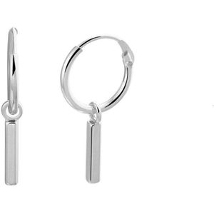 YO&NO - Oorbellen - Zilver - Oorringen - balkje - 13.5/2mm - 1.5mm - 12mm - Sieraden vrouw - Gerhodineerd - Zilver 925