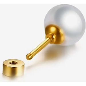 Oorstekers - oorbellen - kunstmatige parel - 8 mm - staal - anti allergisch - goudkleur - draaisluiting